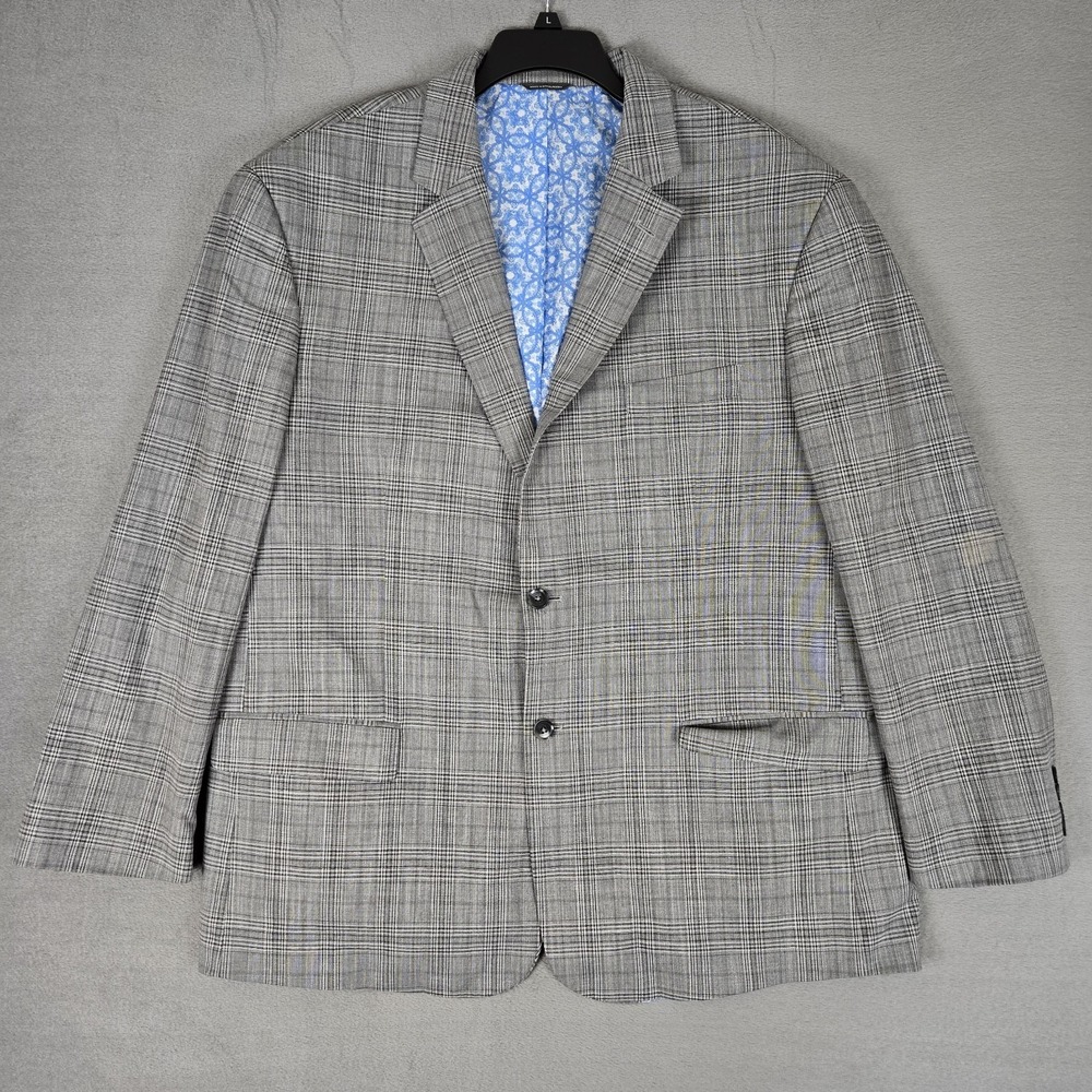 Oak Hill Blazer Mens 2XLT 54 Sport Coat Jacket‎ Check Plaid Gray *READ*